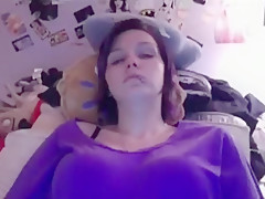 Busty emo girl masturbates with a brush and flask on skype for her bf