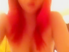 Busty redhead girl has cybersex with her bf on skype