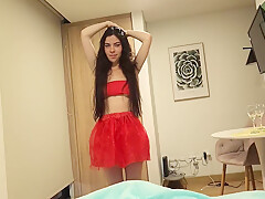 Jopy Laura In Beautiful Woman In A Red Skirt And Without Underwear, Wants To Be Fucked As A Christmas Gift 18 Min