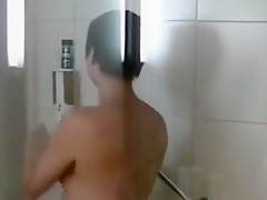 Slovenian amateur taking a shower