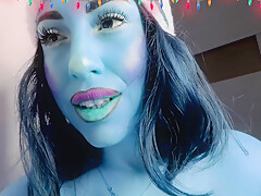 Smurfette Plays With Her Giant Blue Tits And Butt